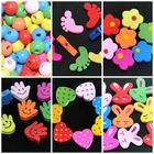 500pcs/round, 50pcs/ shapes multi-coloured wood beads ideal for children jewels