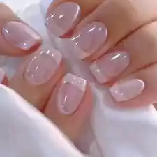 Elegant French Pearl Gloss Press On Nails - 24pcs Pink Square Short False Nail