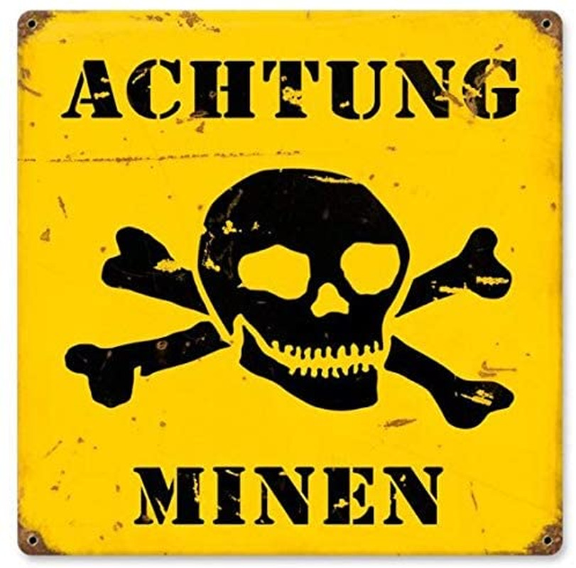 Achtung Minen German WWII Warning Land Mines Man Cave Metal Sign High Quality