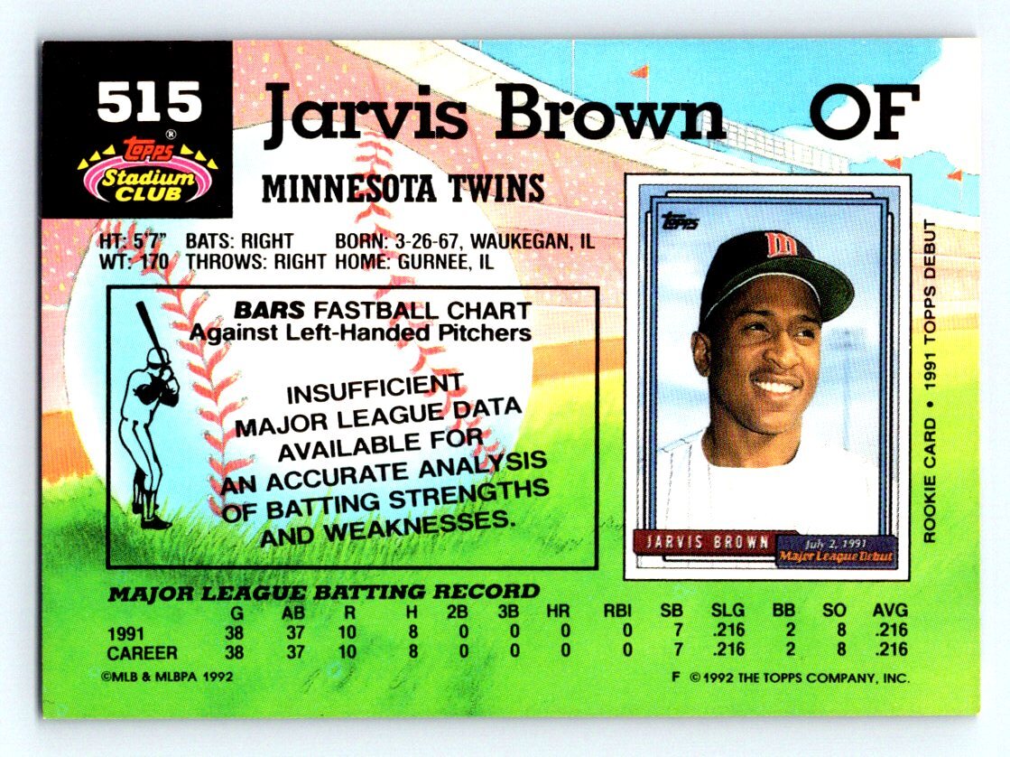 1992 Stadium Club #515b Jarvis Brown | eBay