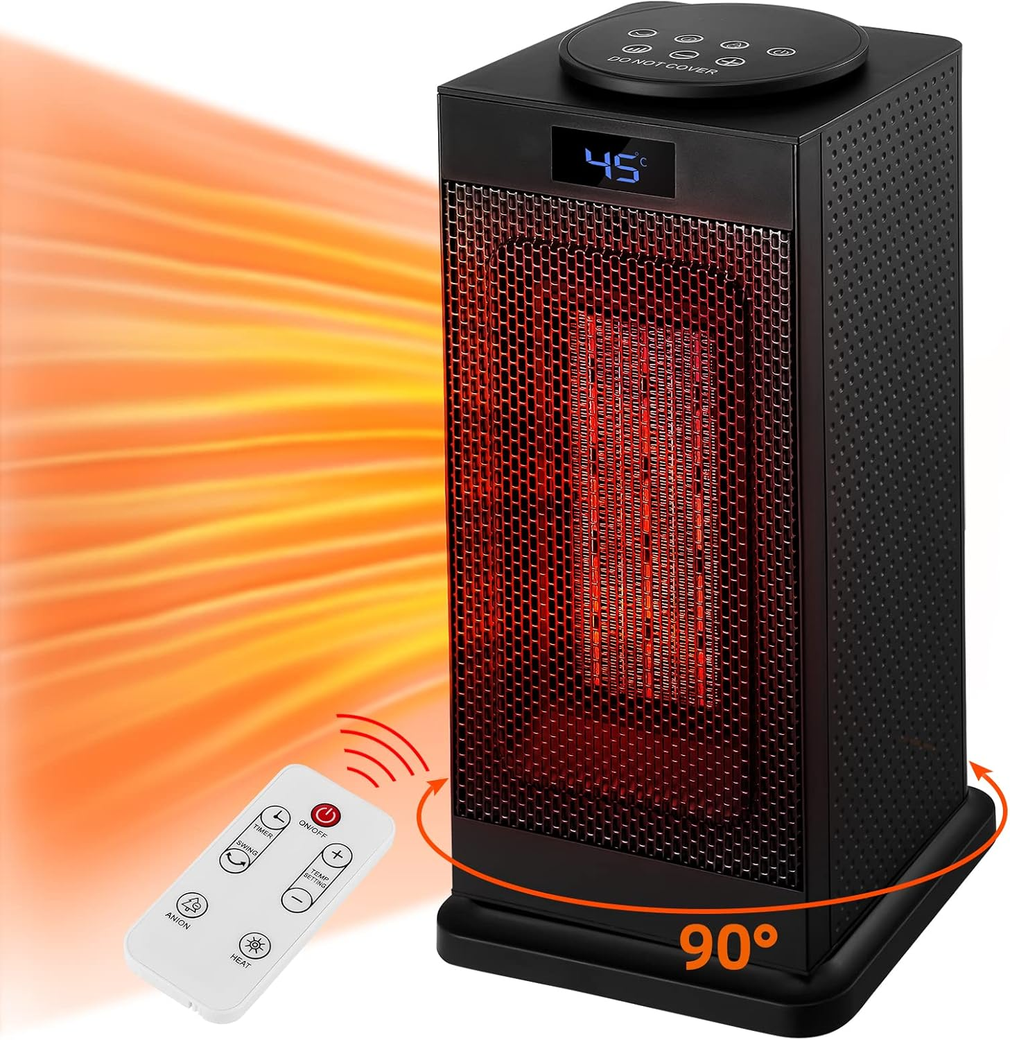Space Heater,  1500W Portable Heater with Remote 12H Timer Fast Heating Programm-image
