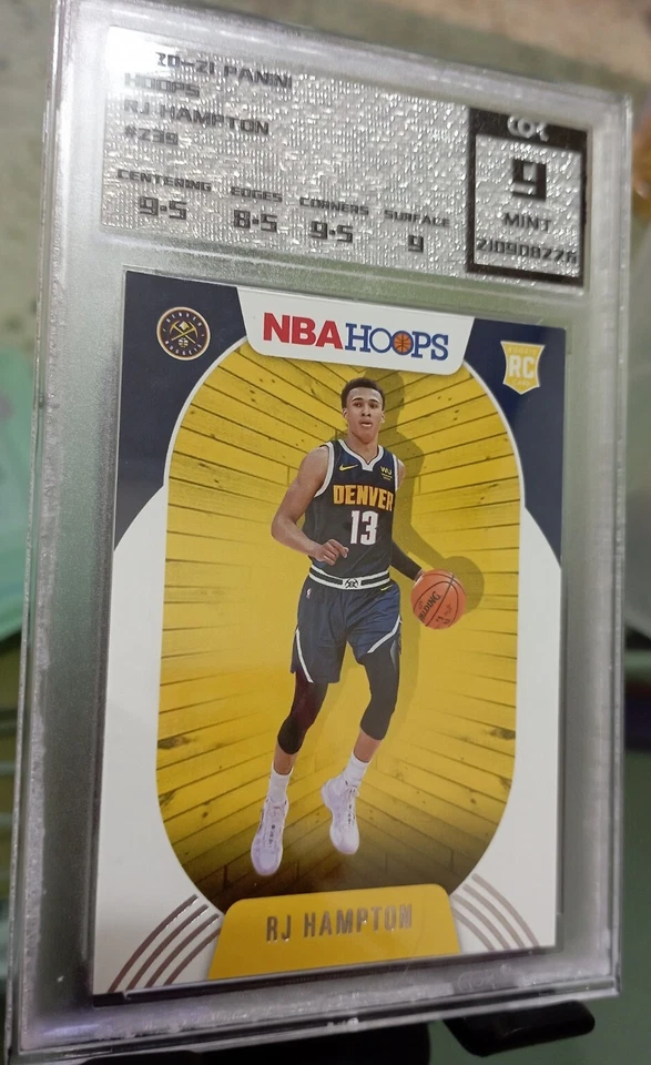 RJ HAMPTON 2020-21 Panini Hoops RC Rookies NBA card (Graded by COR-9 Mint) - Image 1 of 4