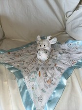 Bananafish Muslin Giraffe Lovey Baby Security Blanket Blue Satin Jungle 15"