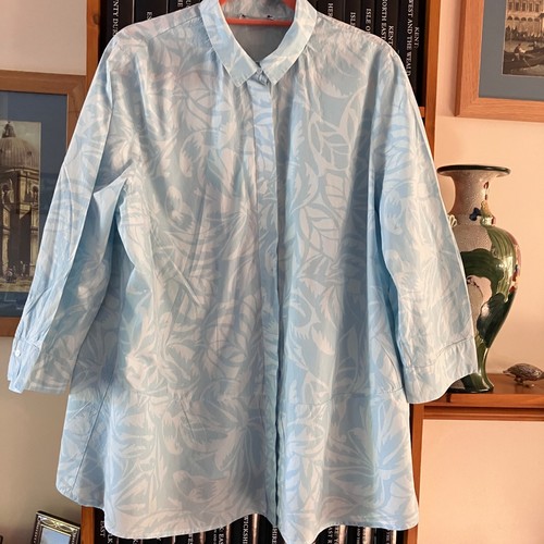 Marina Rinaldi designer light blue, white shirt, 100% cotton. UK size 24, in VGC