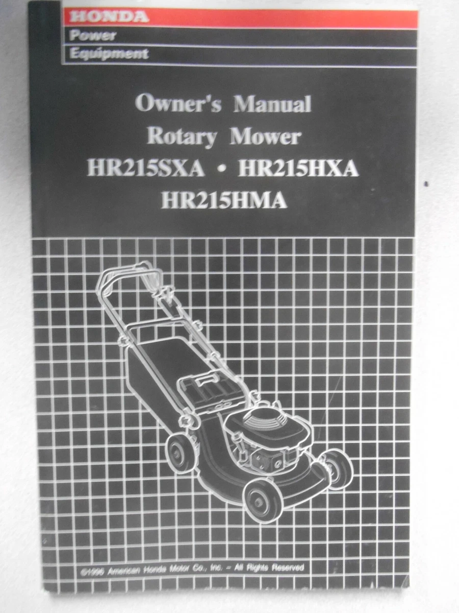 Honda Factory Owners Manual Mower HR215SXA HR215HXA HR215HMA 00X31