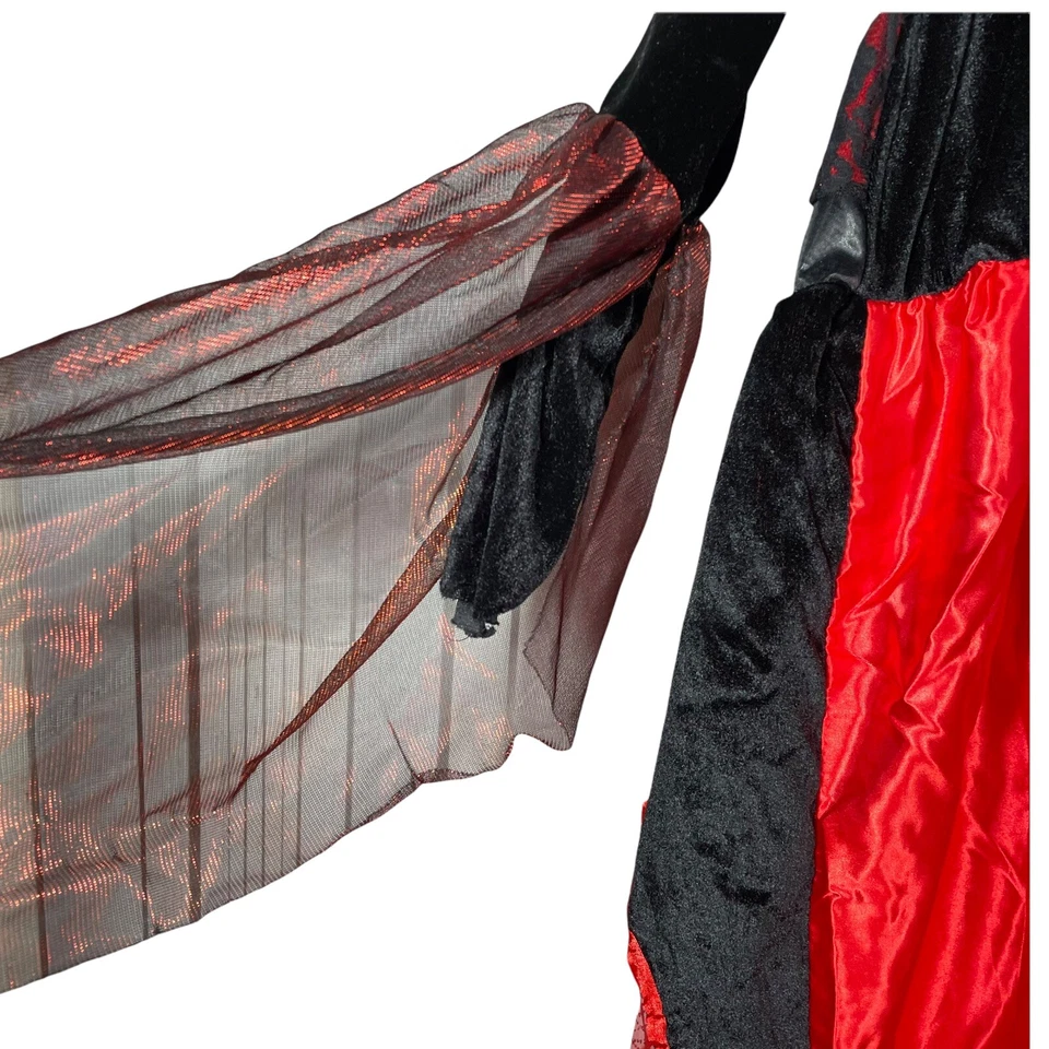 Vestido Vampiro Niñas Mediano Rojo Negro Mangas Veladas Cuello Pecho 26 Largo 40 Foto 4 de 4