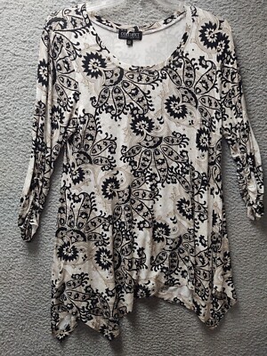Context At Lord And Taylor Shirt Womens XL Paisley Asymmetrical Hem Top NWT 
