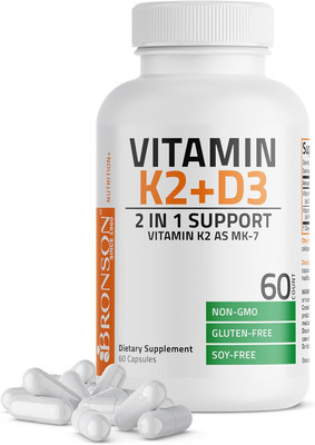 Vitamin K2 (MK7) with D3 Supplement Non-Gmo Formula 5000 IU ,60 Capsules.