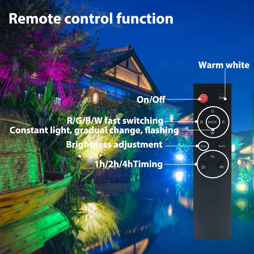 Warmweiß RGBW Gartenleuchte 6/8er LED Gartenstrahler mit Erdspieß  Außen IP65  - Bild 3 von 4