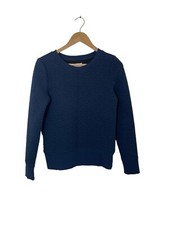 Lou Grey Womens Crew Neck Pullover Sweatshirt Textured Navy Blue Size XS