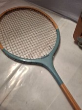 Vintage Slazenger Royal Crown squash racket, 25" long with wooden press