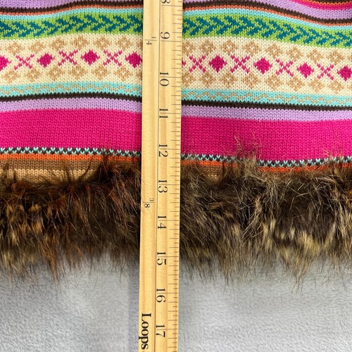 Gap Kids Medium Multi Color Knit sweater Vest Fux Fur lining & hoodie Tribal - Picture 9 of 9