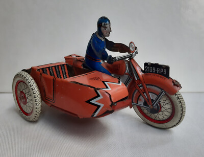 Moto en tôle avec side-car de 15,6 cm de haut