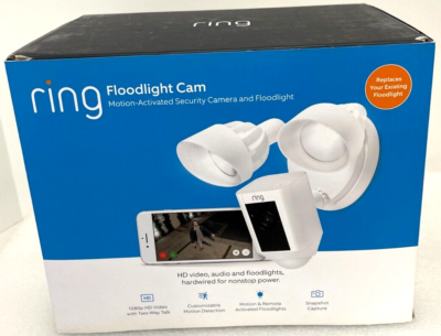 Ring Floodlight Cam Hardwired Security Camera, White 842861106961 
