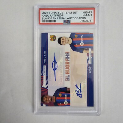 Carte Sportive Topps Pedri & Ansu Fati /25 Double Autographe - FC Barcelone RC 2021-22