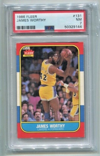 1986 87 Fleer JAMES WORTHY Rookie Card 131 LOS ANGELES LAKERS 1986 87 Fleer JAMES WORTHY Rookie Card 131 LOS ANGELES LAKERS