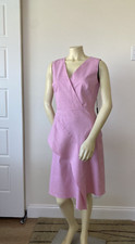 NWT Ellie Tahari Designer Dress SZ 6 Linen Blend Pink Sleeveless Lined Zip Back