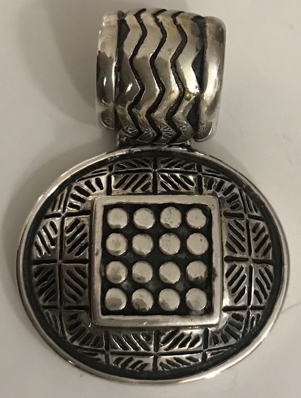 Dots Zig Zag Cross Pattern Sterling Silver 925 Sl… - image 1