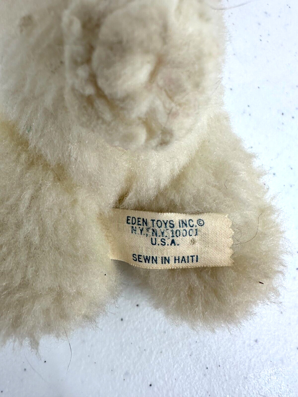 Eden Toys Inc. Baby Rattle Cream Wooly Stuffed Lamb Red Plaid Ears Plush Animal