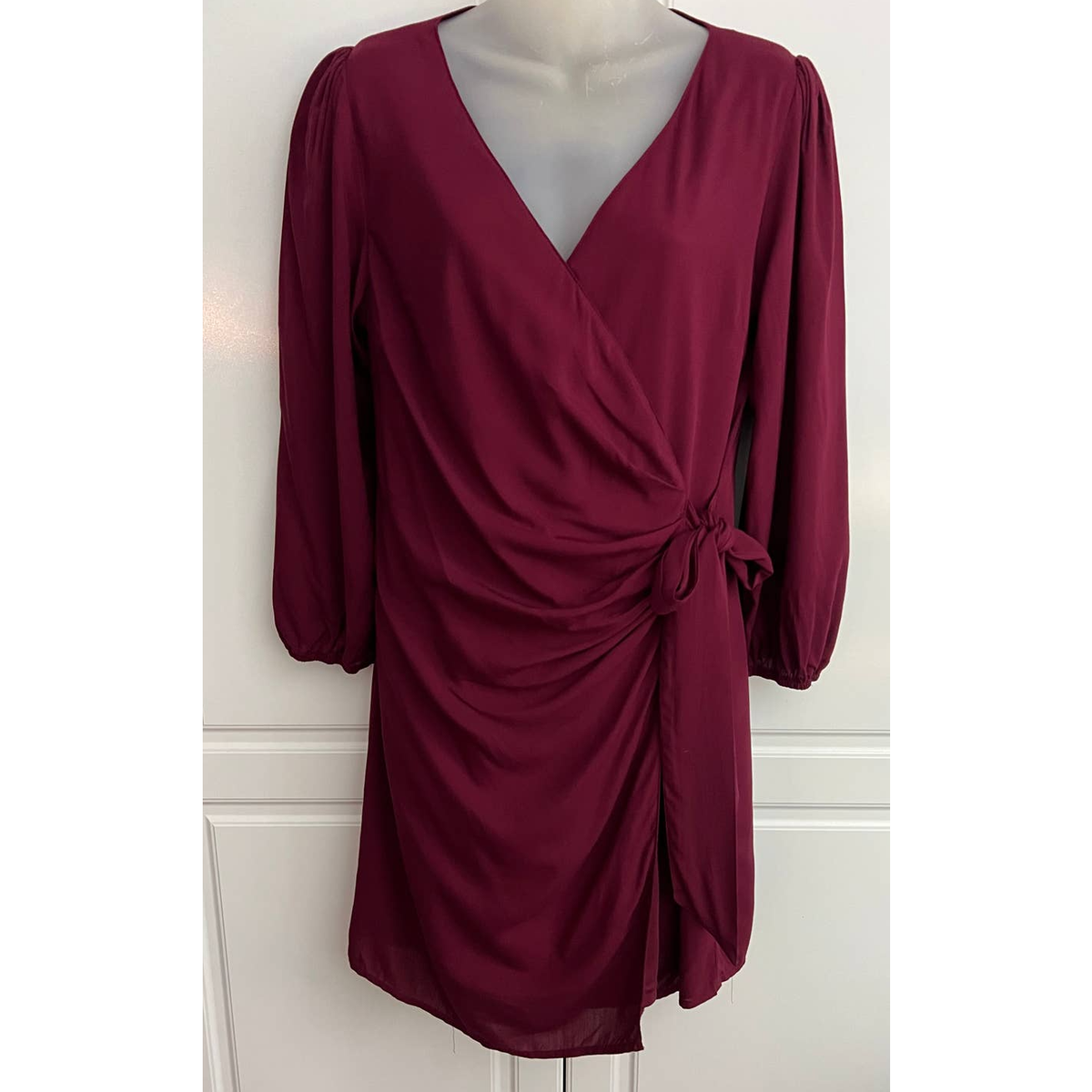 Entro Burgundy Wrap Mini Dress Size M NWT