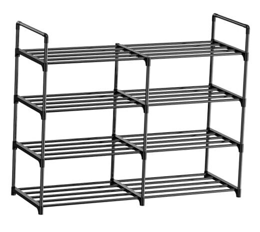 s Metal Shoe Rack Organizer 16 Pairs Sturdy Shoe Stand for Closet 4 Tier
