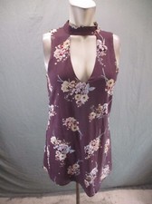 Socialite Size S Womens Floral Plunging Choker Back Cutout Sleeveless Dress 843