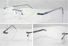 Rimless Reading Glasses +1.25~+3.25 Blue Aluminum Alloy Spring Hinge Arms L65