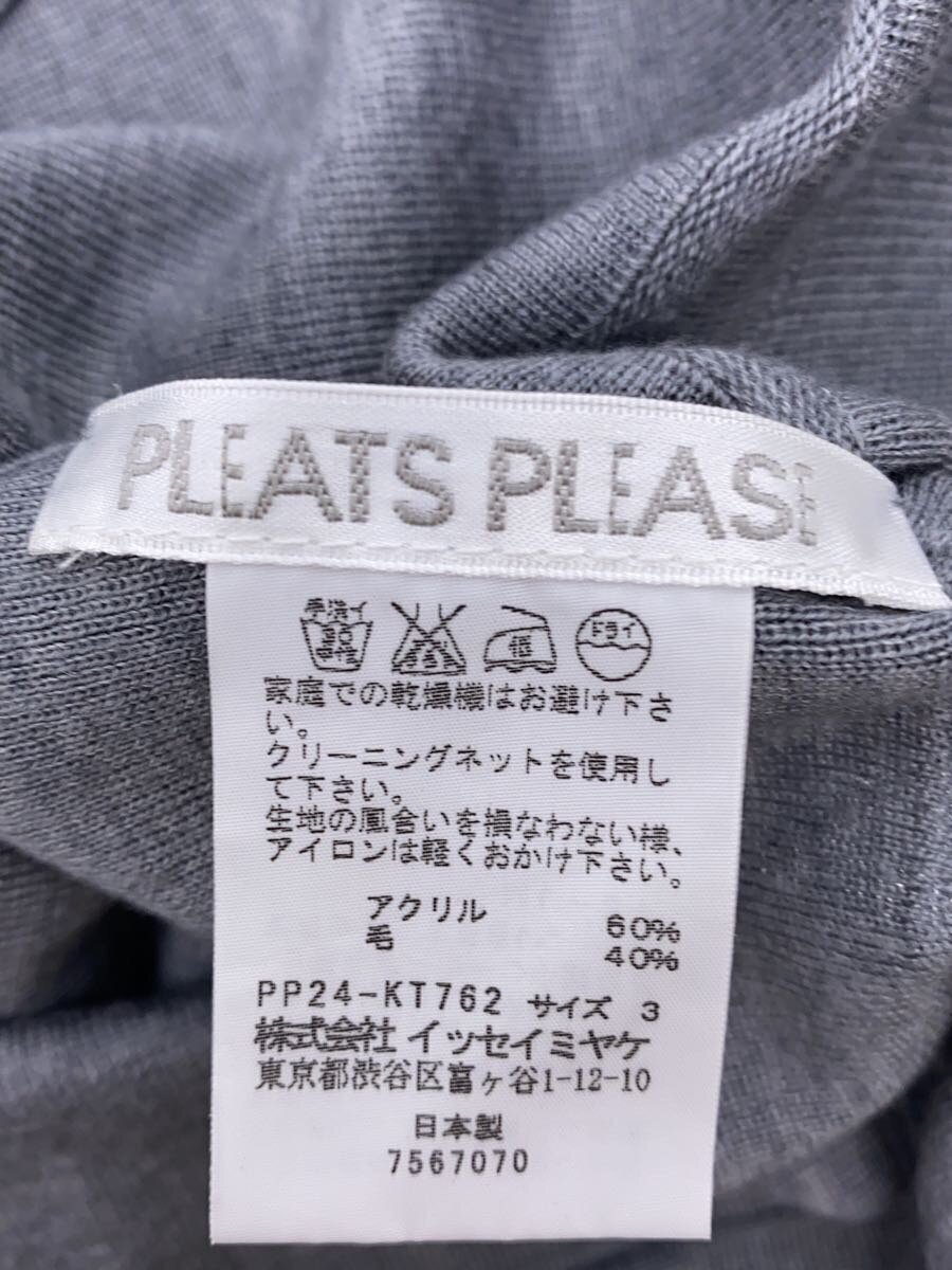 PLEATS PLEASE ISSEY MIYAKE◆12AW/半袖ニット/3/アクリル/GRY/PP24-KT762 PLEATS PLEASE ISSEY MIYAKE ◇ 12AW / Short sleeve knit / 3