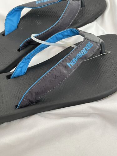 NEW Havaianas Brazil Men's Size 8 Sandal Black Blue Flip Flops - Picture 2 of 3