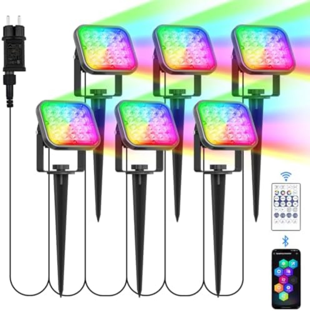 Faro LED RGB 50W Esterno Bluetooth IP66 - Faretti Colorati Alta Resa