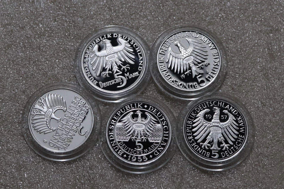 🧭 🇩🇪 Germany 5 SILVER MEDALS SOLD IN 2005 FOR 289€ WITH COA B58 CG29 - Image 3 of 4
