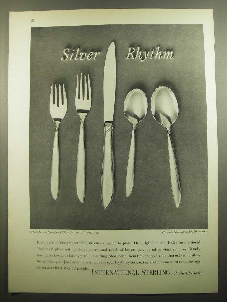 1960 International Sterling Silver Rhythm Flatware Vintage Ad