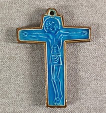 BELLE CROIX PENDENTIF PLAQUE CERAMIQUE FAIENCE MARJATTA TABURET QUIMPER