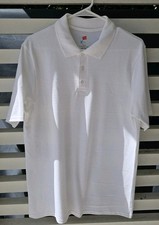 Hanes Men's Short Sleeve X-Temp Polo FreshIQ White Medium Golf Shirt 5847