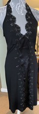 Next Women's Black Beaded Halter Neck Tied Dress Size 12 EC