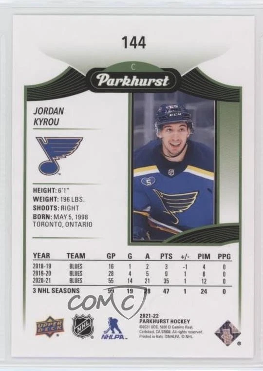 2021-22 Upper Deck Parkhurst Gold Lite FX Jordan Kyrou #144 - Image 2 of 2