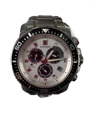 CITIZEN Eco Drive E610 S062977 Chronograph White Dial Stainless Steel Watch Mens