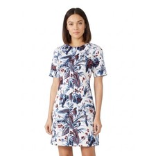 Diane von Furstenberg Floral Short Sleeve Mini Dress Blue Red White