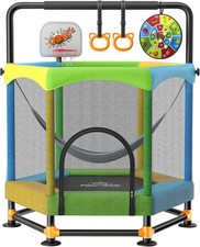60" Trampoline for Kids, 5FT Fortified Toddler Trampolines with Anti-Rollover B