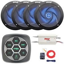 Metra 3-Zone Marine with Controller, 4x 5.25" 180W Blue LED Speakers, Amp, Kit