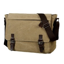 Travel Men Canvas Leather Bag Military Cross Body Shoulder Bag Messenger Satchel