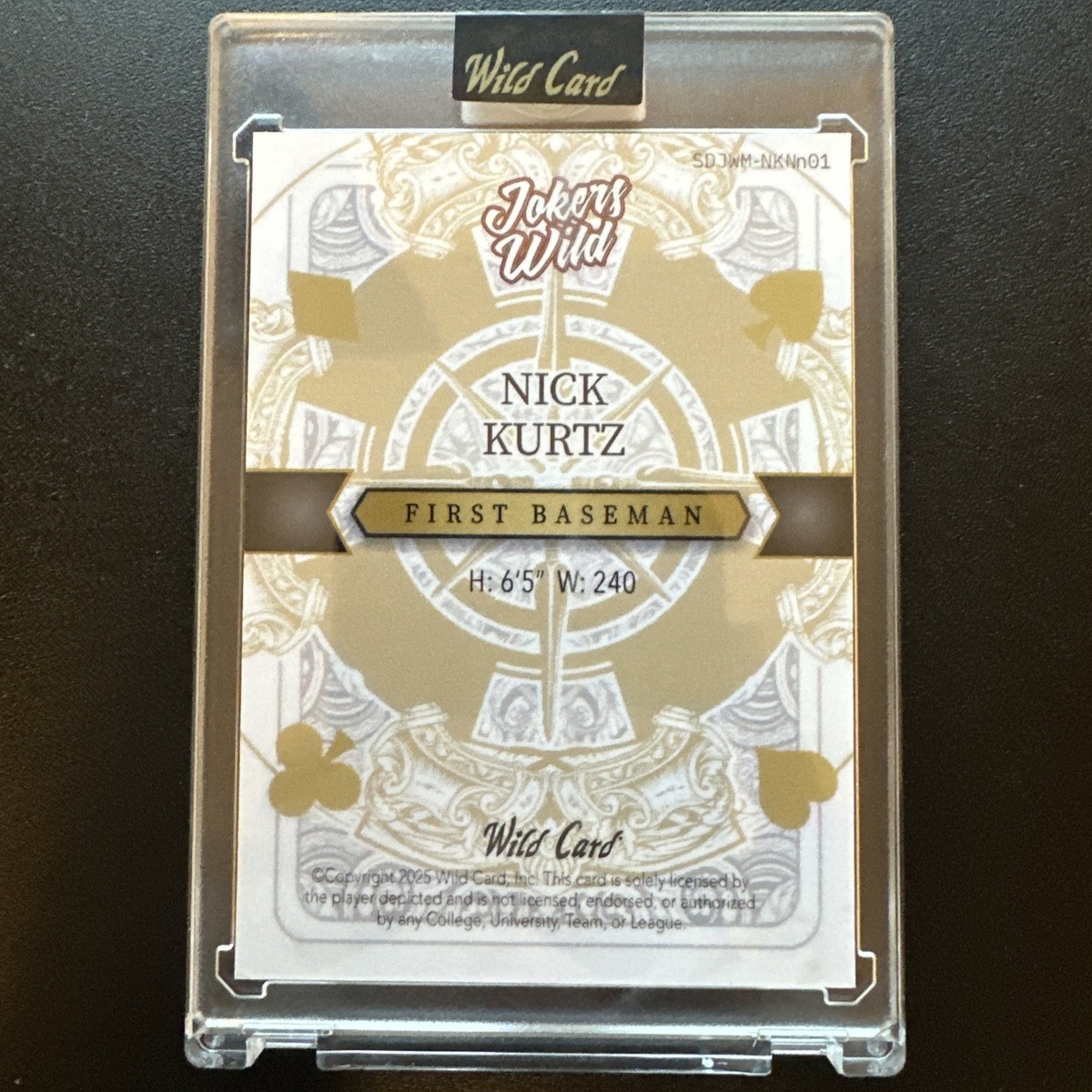 2025 Wild Card Multi Jokers Wild Joker 1/1 RC Rookie - Nick Kurtz