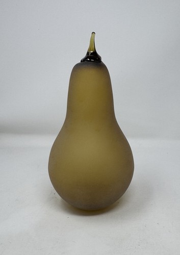 VTG Blenko Pear Blown Glass Frosted Satin MCM Art Deco Retro 8.75” Pic5 Mark - Picture 9 of 12