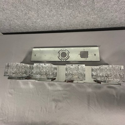 Unbranded 4-Light Vanity Sconce 29'' Silver Textured Ice Glass Chrome Modern