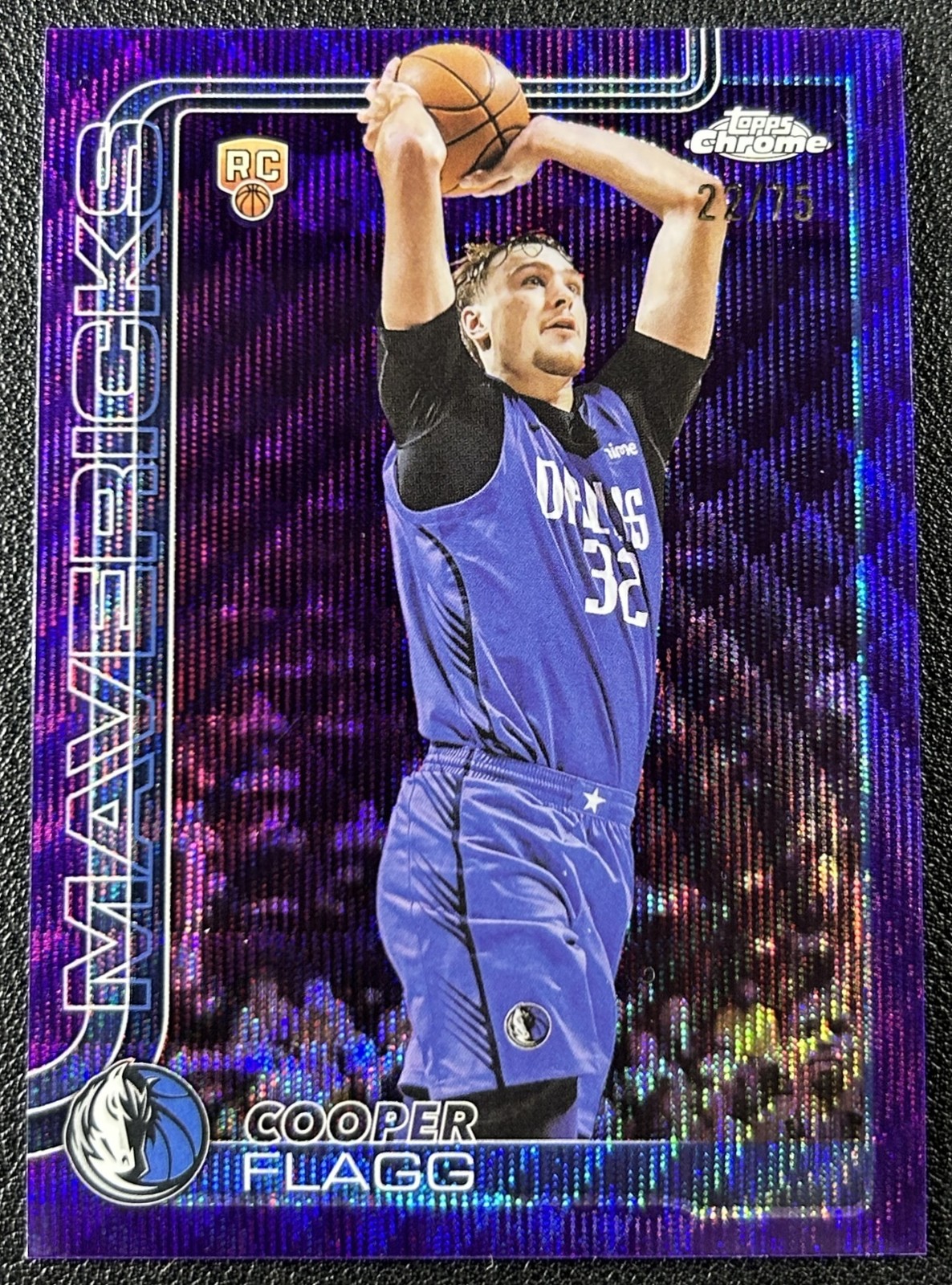 COOPER FLAGG 2025-26 TOPPS CHROME #251 ROOKIE PURPLE WAVE REFRACTOR RC 22/75