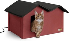 Extra-Wide Heated Outdoor Cat House Outside Pets in Winter Weatherproof Outdoor
