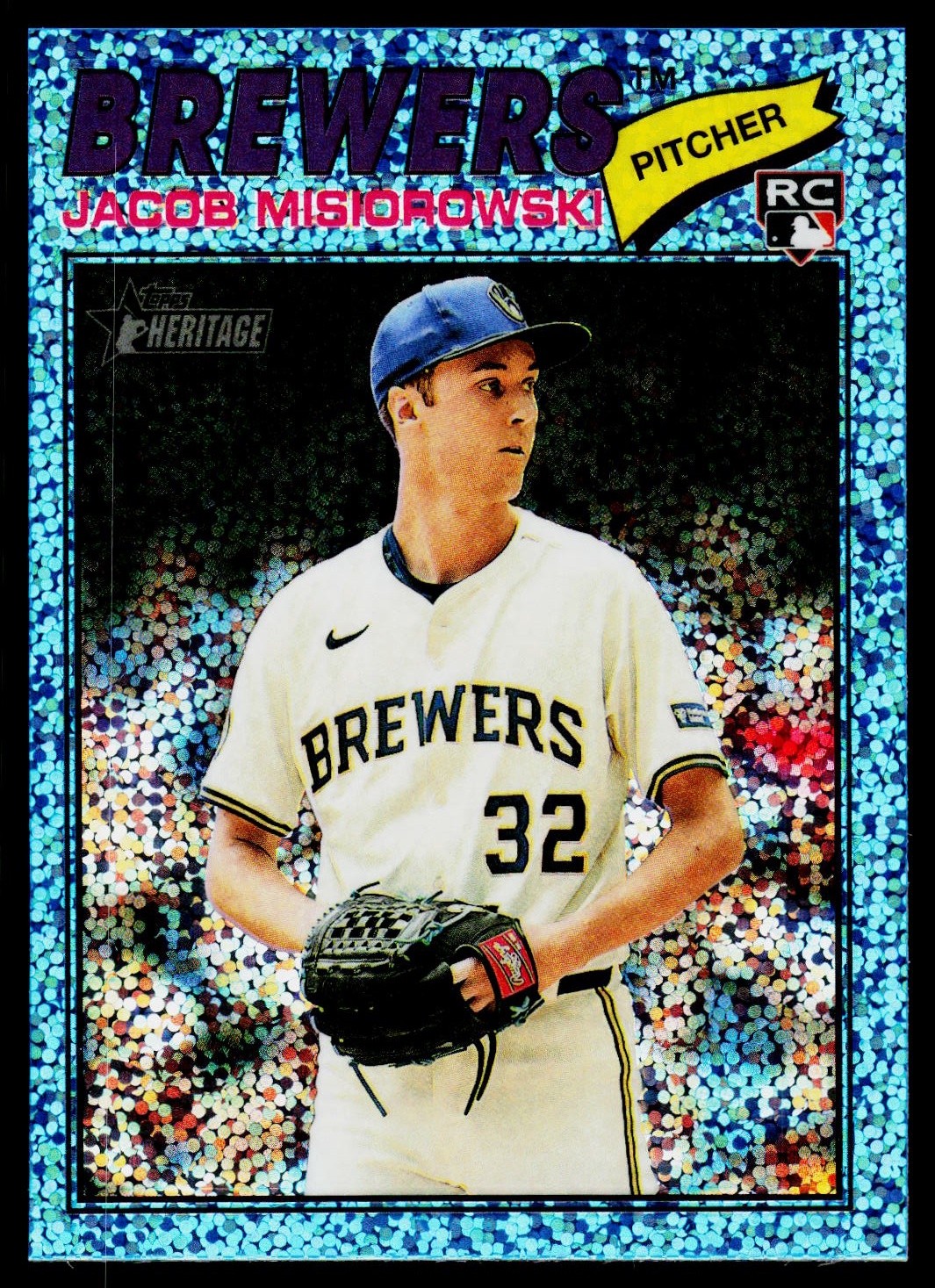 2026 Topps Heritage #144 Jacob Misiorowski Chrome Light Blue Sparkle Refractors