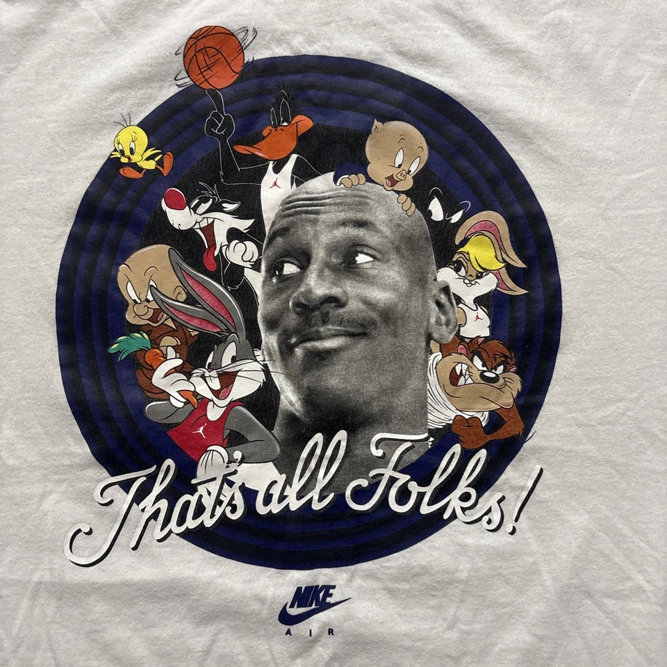 Nike Air Jordan Space Jam Camisa Para Hombres Blanca Looney Tunes Eso es Todo el Pueblo 3XL Foto 2 de 4