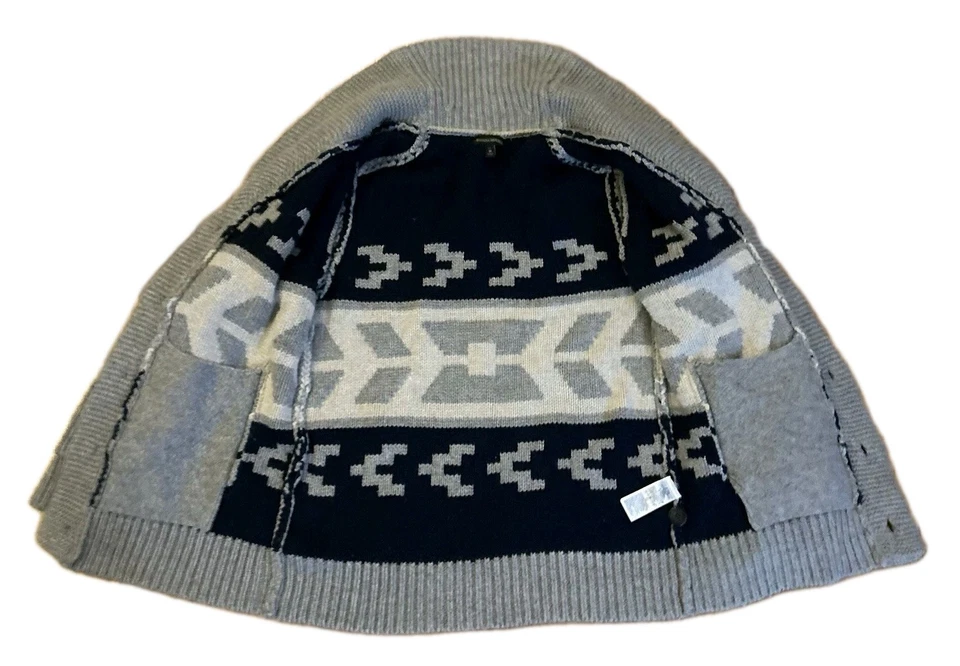 Banana Republic Aztec Cabin Cardigan Wool Cashmere Sz Medium Tall Button Luxury - Image 3 of 4