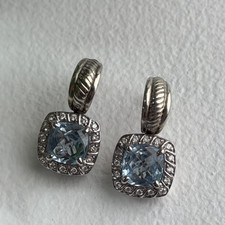 925 Sterling Silver Blue & White Topaz Earrin...